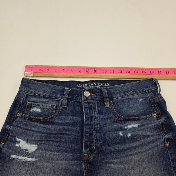 American Eagle Cut Off Button Fly Jean Shorts Jorts Womens 10 Distressed Cotton - Picture 8 of 11